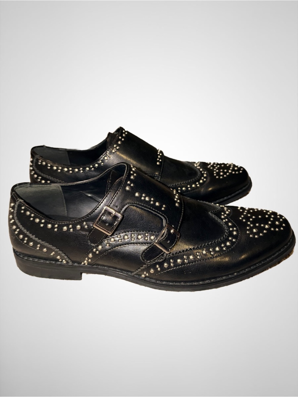 ASOS Black Studded Double Monk Strap Oxfords